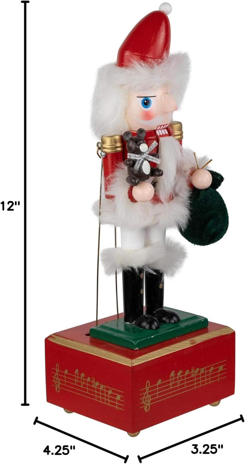 Northlight Animated and Musical Santa Christmas Nutcracker with Bear - 12"