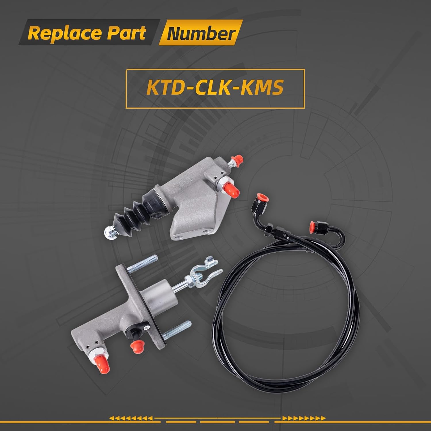 Complete Clutch Master & Slave Cylinder Kit with Braided Line for Honda Civic Si 2006-2011, Acura RSX 2002-2006, TSX 2004-2008, Replaces KTD-CLK-KMS CMC & Slave Set