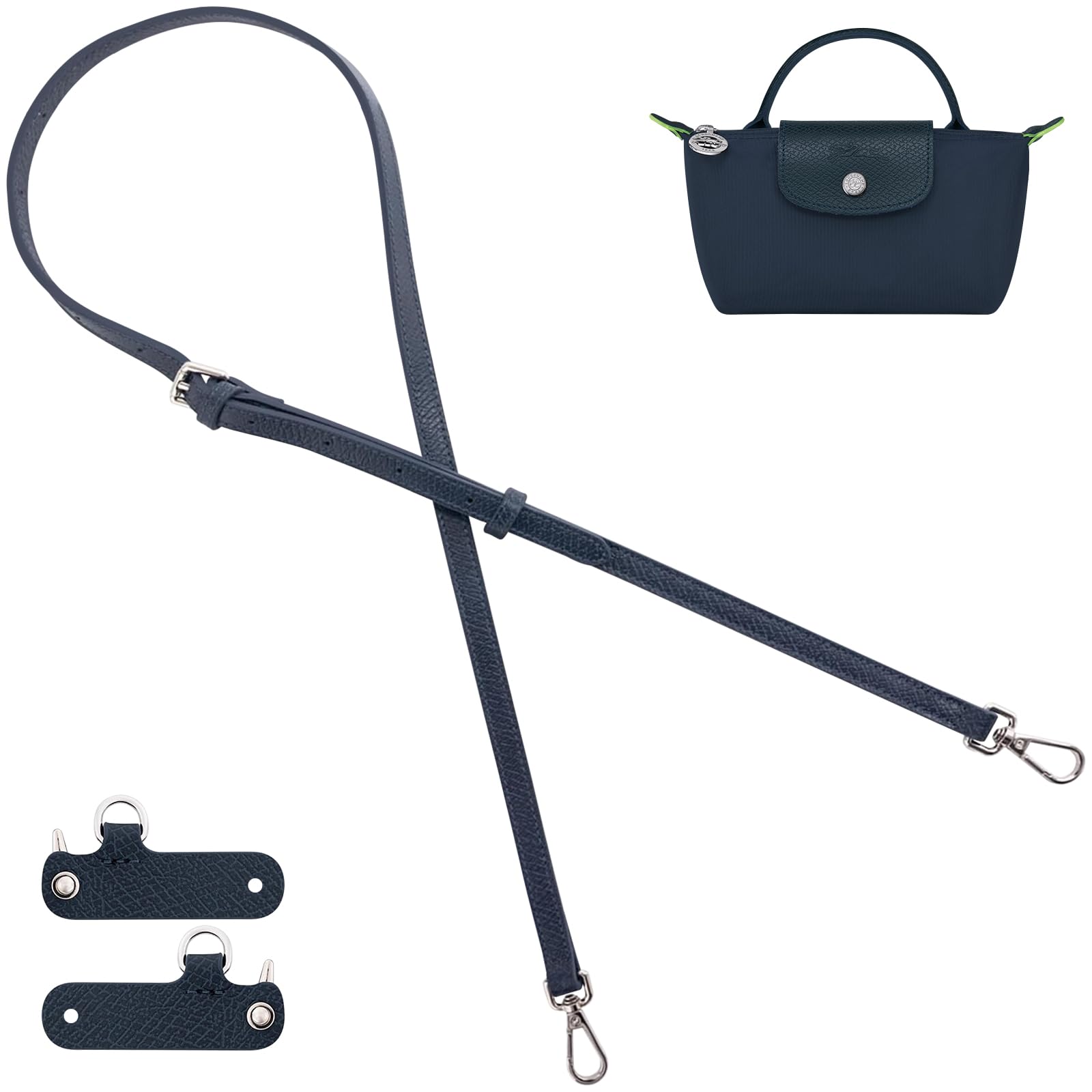 Bag Leather Strap Replacement Crossbody Shoulder Straps for MINI Pouch, No Damage Conversion Kits Accessories (MINI-Navy Blue-S)