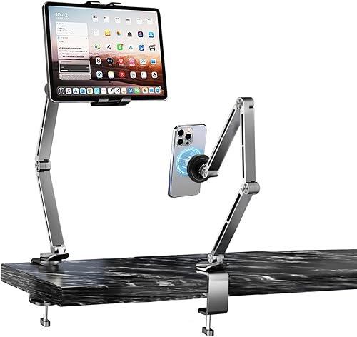 Miniatura 8 de Soporte para tablet para escritorio, soporte de escritorio para iPad, soporte magnético para tableta para escritorio, soporte de brazo plegable para