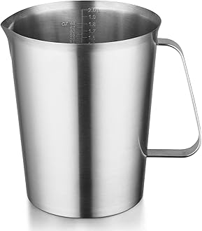 CURTA 18/8 Stainless Steel Measuring Cup with Handle and Pour Lip, Metal Pitcher with Oz and ML marking, 64OZ/2 Liter- 8 Cup), Heavy-Duty Pitcher