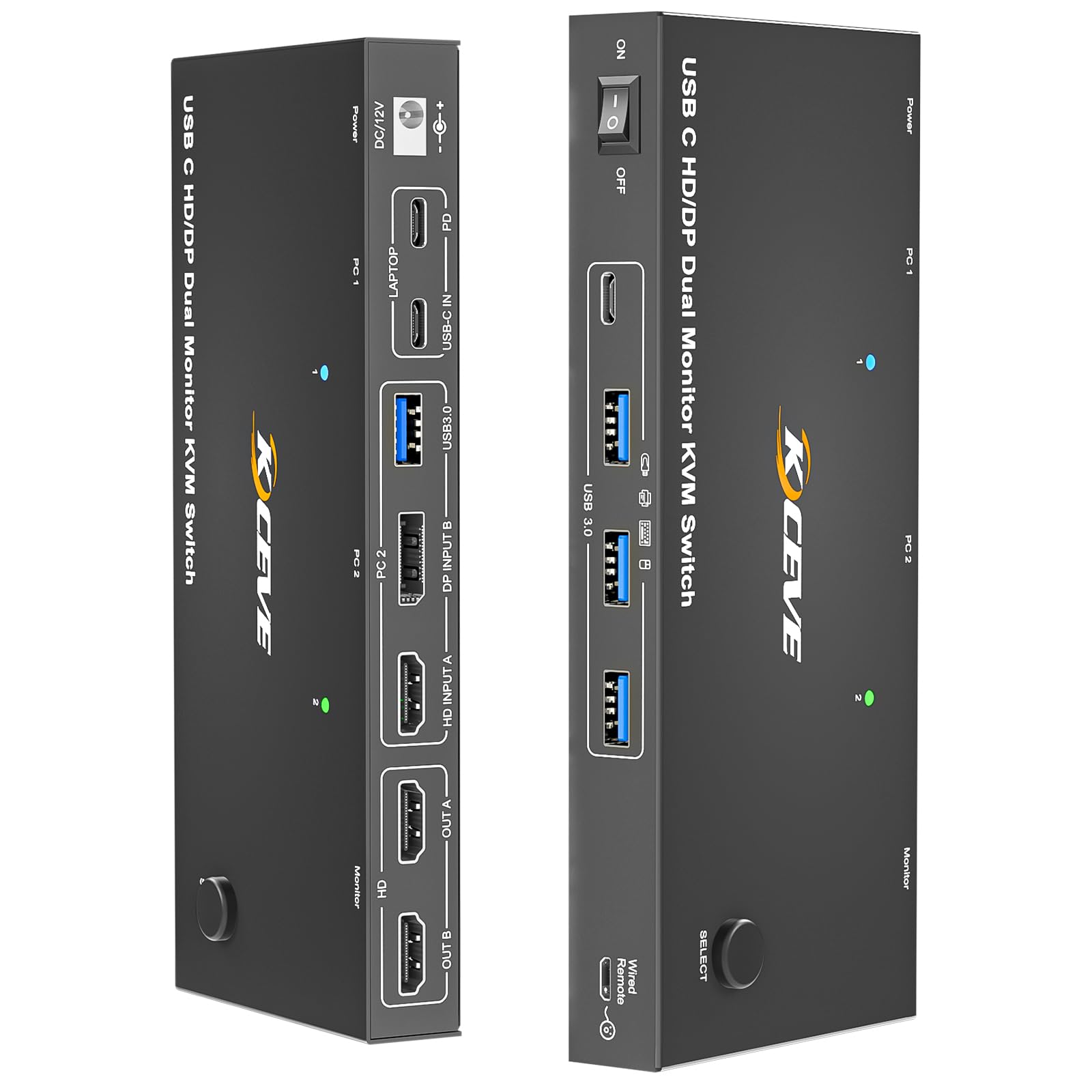 USB C KVM Switch 2 Monitors 2 Computers USB C Dual Monitor KVM Switch for Laptop & Desktop, USB 3.0 MST Dual HDMI 4K@60Hz, PD 87W for Laptop, with Wired Remote-image-20