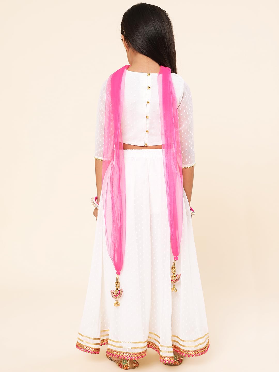 A.T.U.N. (ALL THINGS UBER NICE) Lehenga i bluzka z haftowanym zestawem Dupatta dla dziewczynek | Etniczny zestaw odzieży na świąteczne okazje