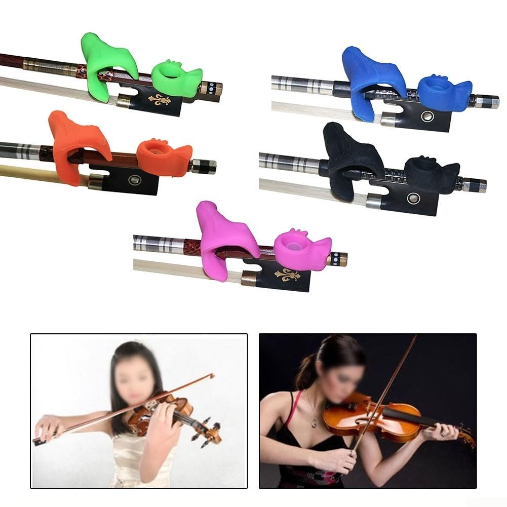 Dispositivo corrector de agarre para arco de violín de silicona para corrección de postura principiante (negro)