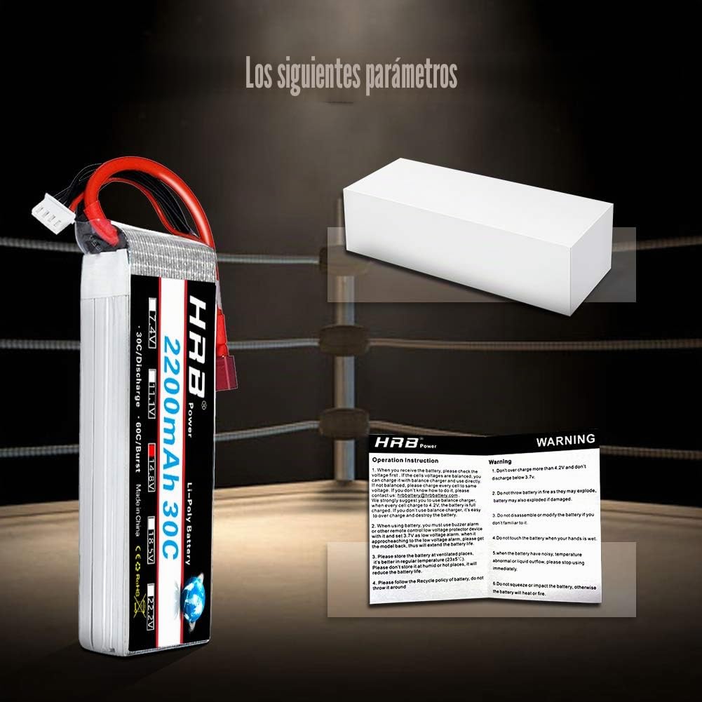 HRB 4S 14.8V LiPo batería 2200mAh 30C RC Lipo batería con Deans T Enchufe para RC avión helicóptero Quadcopter vehículo Barco (2 Paquetes)