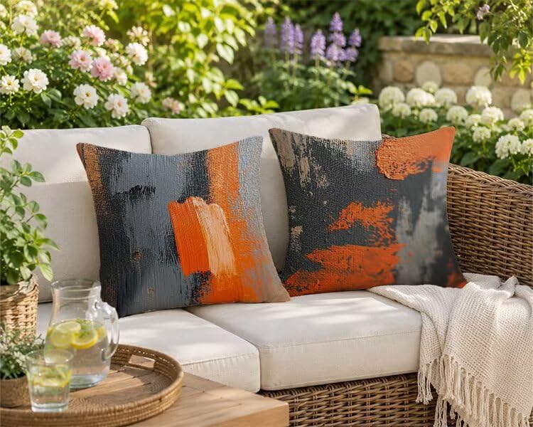 Housses de coussin lin abstrait de qualité supérieure 55x55cm - 3
