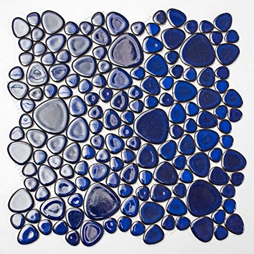 Mozaika żwirowa Pebbles krople ceramiczne niebieskie błyszczące brodzik lustro do płytek MOS12-0405