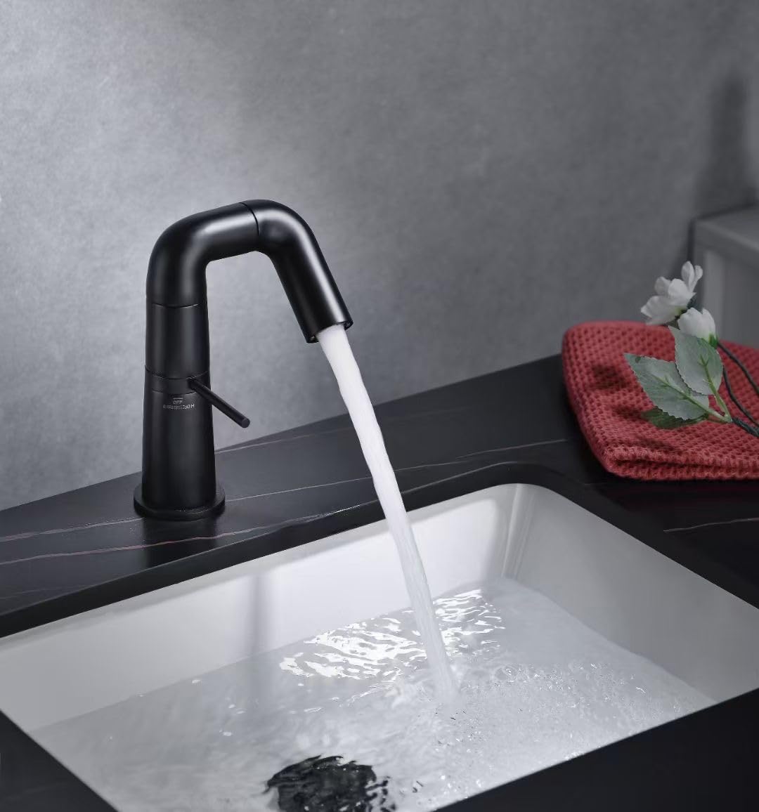 Warm- und Kaltwaschtischarmatur drehbares Waschbecken mit drehbarer Mundspülung, niedrig - grau