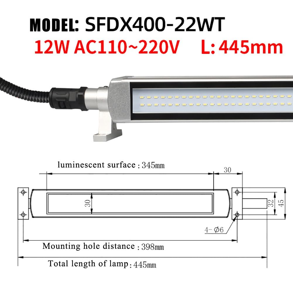 Lampa robocza LED do obrabiarek, tokarki CNC, aluminium wodoodporna i przeciwwybuchowa lampa przeciwwybuchowa, nadaje się do frezarek, szlifierek, stołów warsztatowych, maszyn do szycia (12 W -
