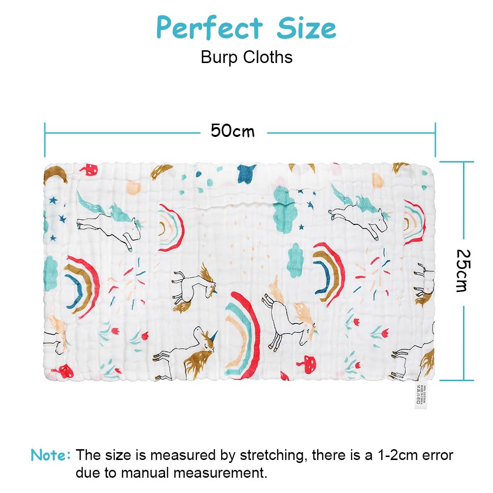 AYESY Muslin Squares Cloth for Baby,6 Pack 25cm x 50cm Burp Cloths for Baby,100% Cotton 6 Layers Extra Soft and Absorbent Baby Burping Cloth Muslin Squares for Newborn Boys Girls - Image 2