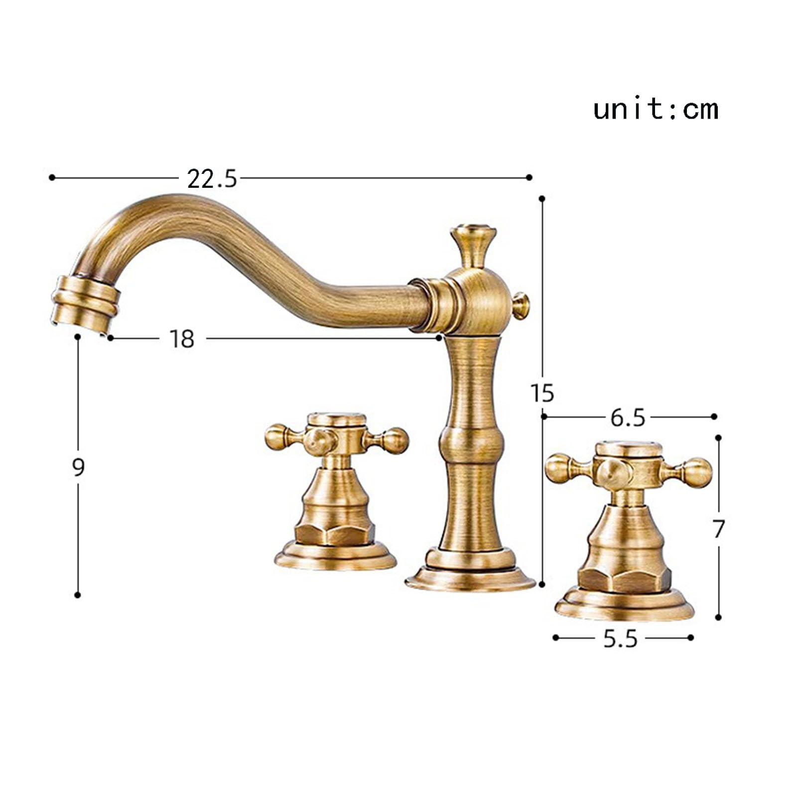 Mitigeur de Lavabo Moderne Levier Croisé 3 Trous Mélangeur de Lavabo Retro Robinet de Salle de Bains En Laiton Brossé Chaud Et Froid