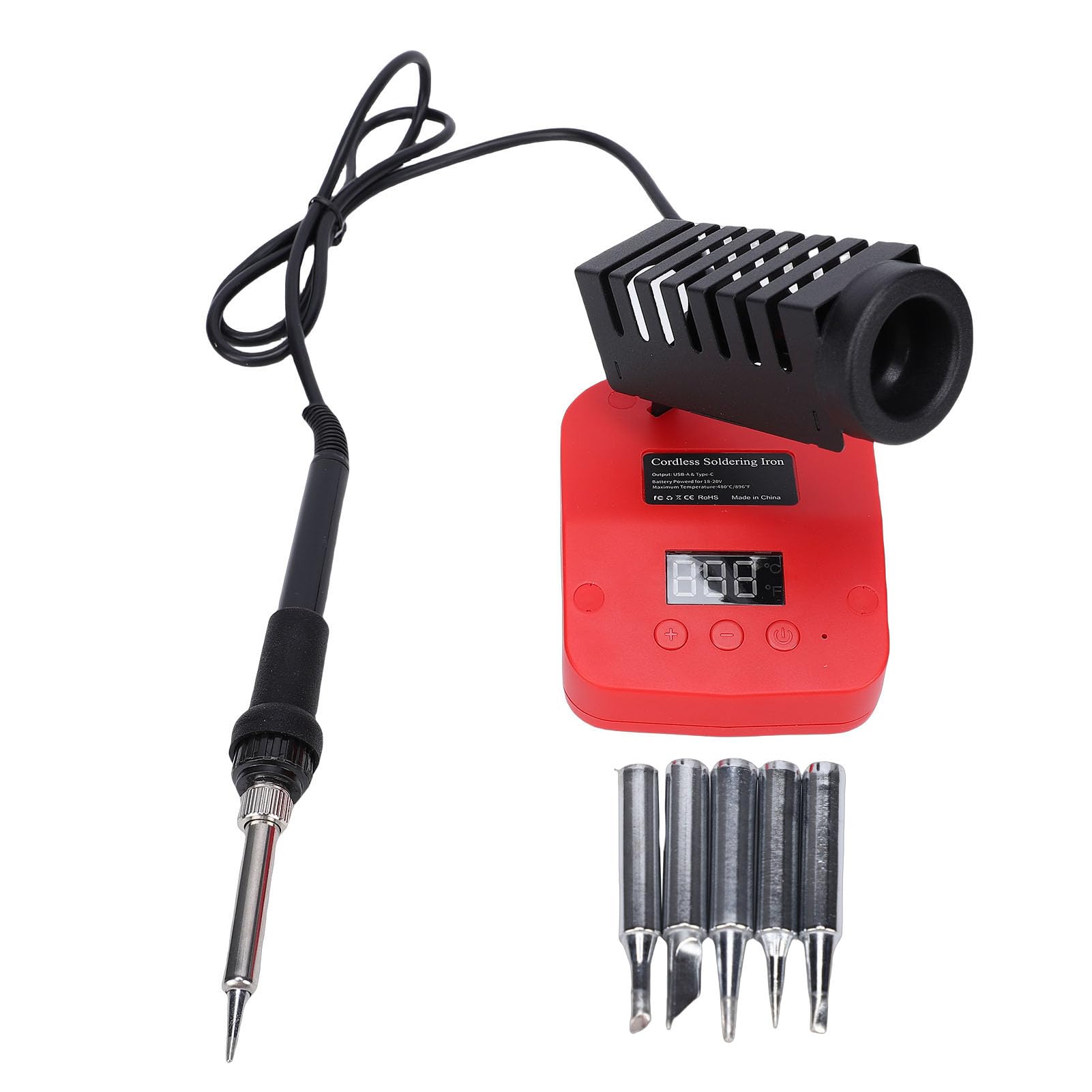 Sxhlseller Kabellose Lötstation für M18-, Tragbares 60-W-Lötkolben-Set mit LCD-Display, USB-Typ-C-Anschluss, Schnelles Aufheizen, Werkzeuge mit Einstellbarer Temperatur
