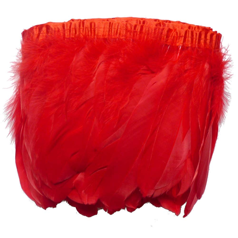 Sowder Red Duck Goose Feather Trim Fringe 2 Yards(Red)