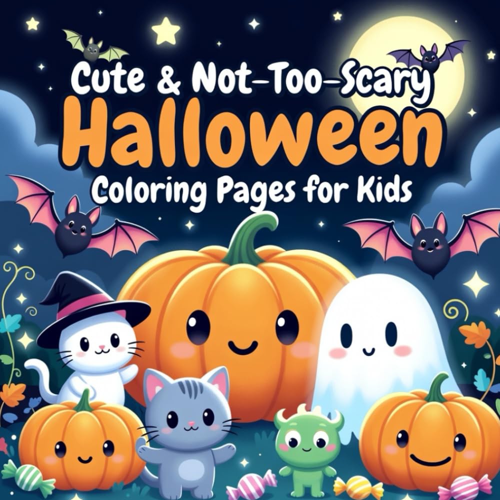 Cute & Not-Too-Scary Halloween Coloring Pages for Kids: Big Bold Line Art, Simple Shapes, and Full-Page Spooky Scenes — Perfect for Toddlers, Preschoolers & Early Learners