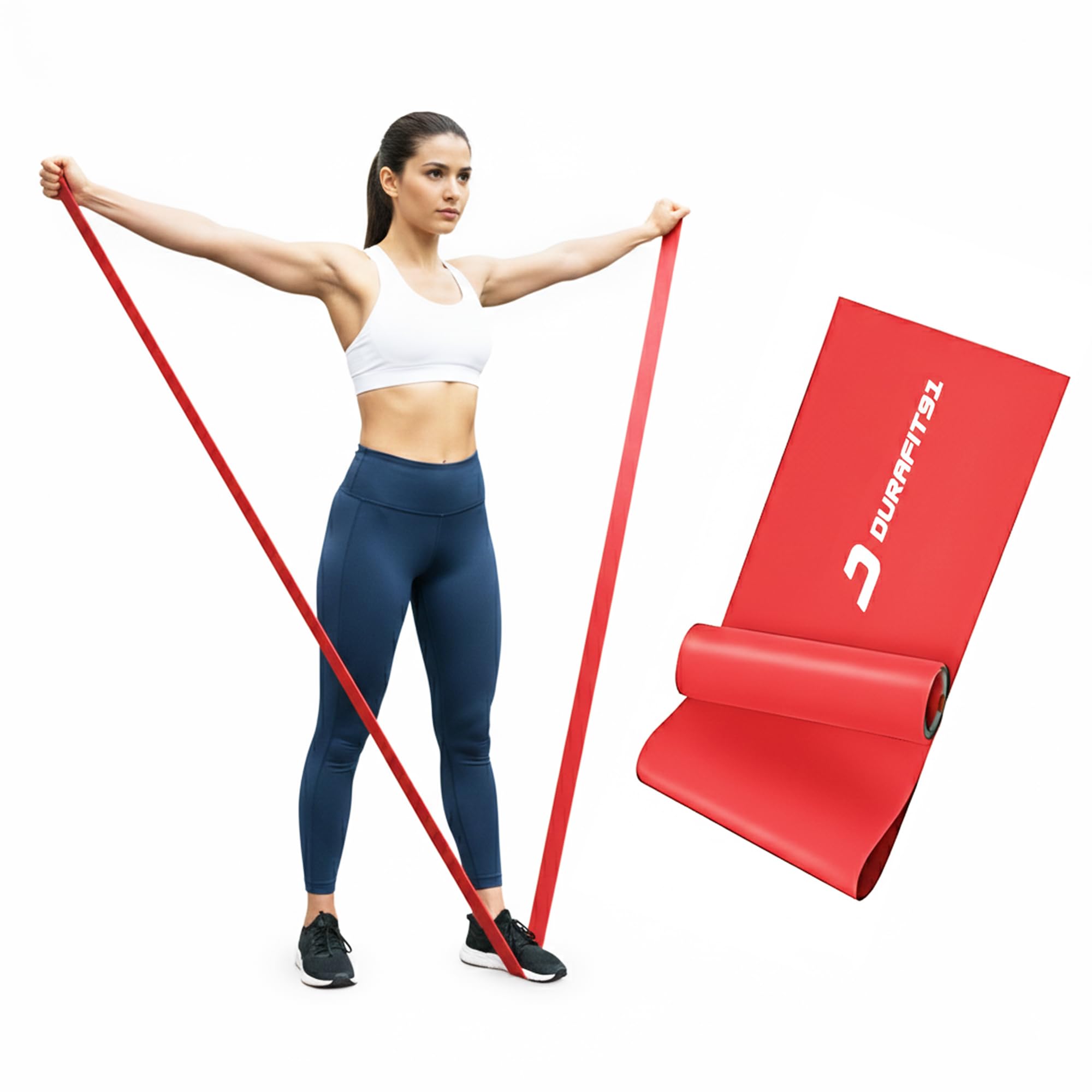 Durafit91™ Resistance Bands Set of 1(Light Red), Exercise Thera Band for Unisex, Natural Latex Stretch Band for Yoga, Pilates, Strength Training, Home Workout,Gym Fitness, Physical Therapy & Rehab-image-15
