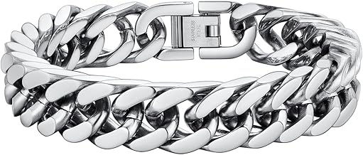 PROSTEEL Herren Armband Edelstahl/18k vergoldet/Schwarz Panzerkette Armband für Männer Jungen schwer Glieder Link Kettenarmband 19/21/23CM Armkette Hip Hop Rapper Modeschmuck 8mm/12mm/16,5mm/17mm