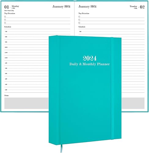 Miniatura 1 de Agenda diaria y mensual 2024  Agenda diaria 2024, una página por día, de enero de 2024 a diciembre de 2024, libro de citas por hora, organizador