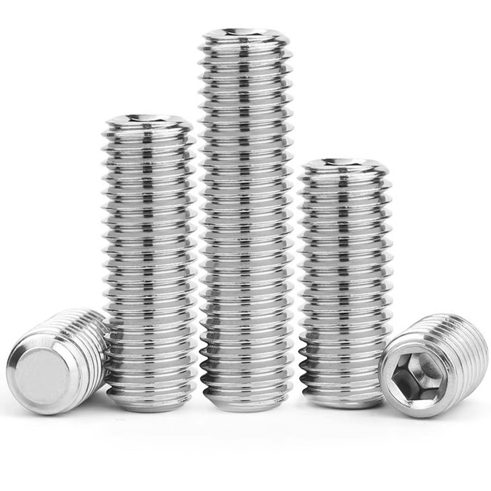 JIADEXIN M3 x (4-12mm) Gewindestift mit Kegelkuppe - Innensechskant Gewindestifte Madenschraube Edelstahl Silber, M3 x 6mm (20 Stück)