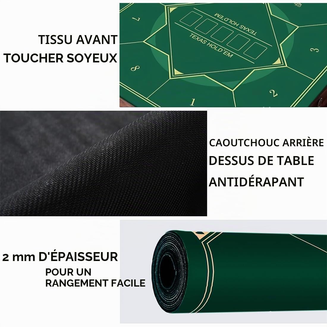 Tapis de Poker Carré, Texas Holdem pour sa Propre Table de Poker, Tapis Table de Poker, Tapis de Cartes à Jouer (100 * 100 cm)