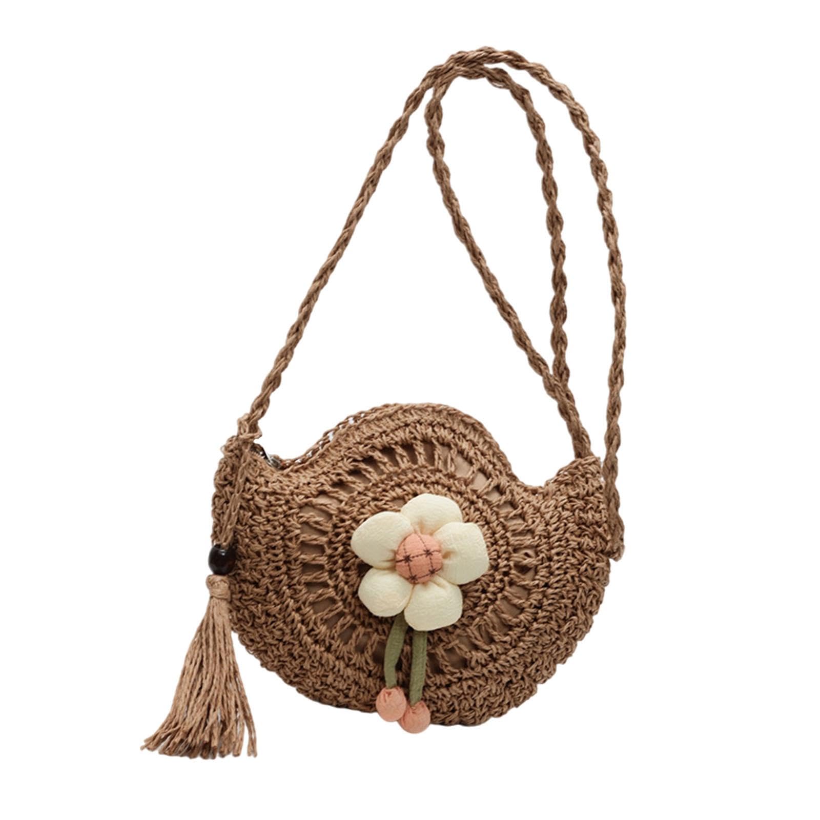 Straw Beach Bag Handwoven Satchel with Tassel Women for Party Travel Holiday Khaki|Clothing Shoes & Accessories| Womens Handbags & Bags-picture-44