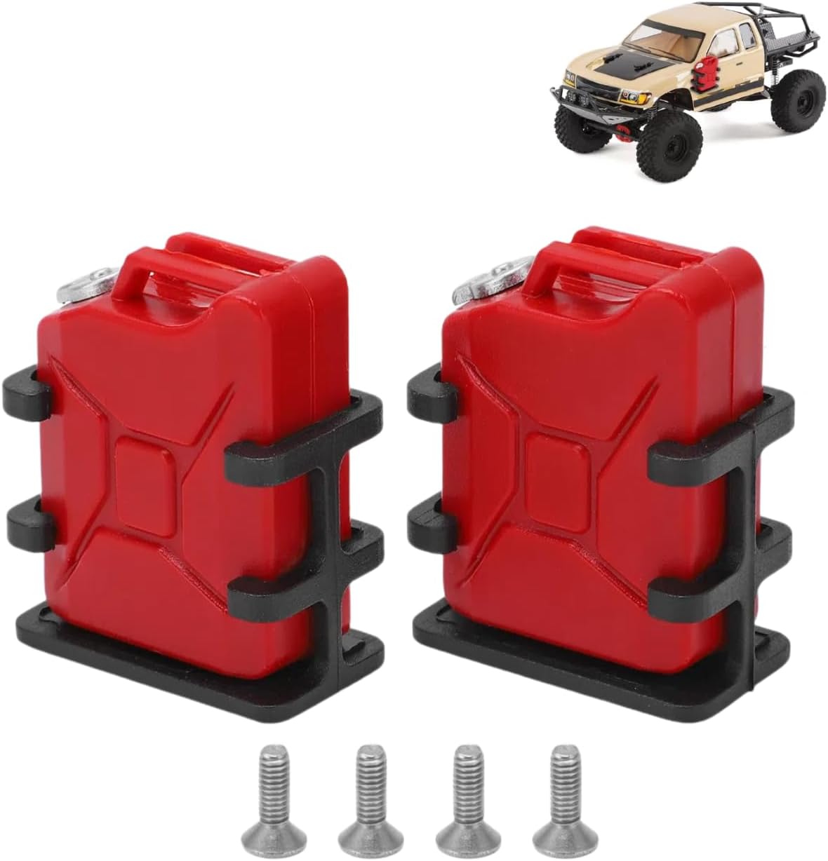 RC Rock Crawler Simulation Decoration Accessory, Plastic Mini Fuel Tank for SCX10 1/8 1/10 Scale RC Rock Crawler (Red)
