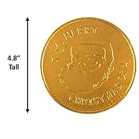 Vista 3 de Sweetzo - Monedas de chocolate con leche de alta calidad, envueltas individualmente con cara de Papá Noel, paquete de 3, 4.5 pulgadas