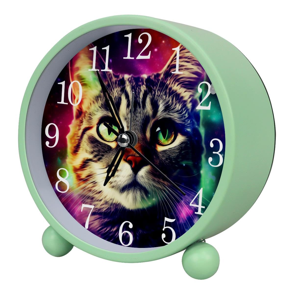Luoweisi Alarm Clock Galaxy Cat, Silent Non-Ticking with Night Light