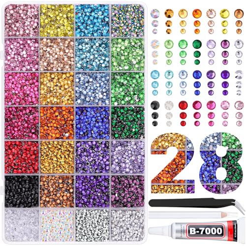 Image of 30000Pcs Resin Rhinestones for Crafting, Multicolor 2 /3 /4mm Flacktback Gems with 1Pcs B7000 Jewelry Glue, Bedazzling Crystal for DIY Crafts Clothing Tumblers Mugs Shoes Fabric Nail Art