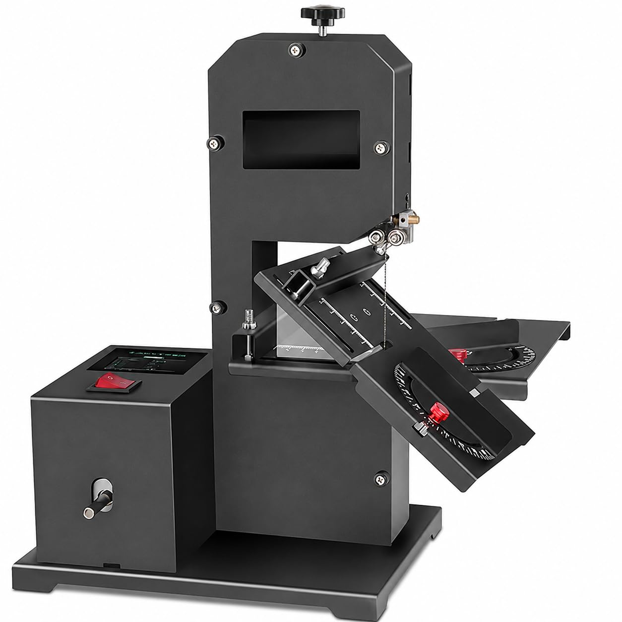 Sega a Nastro da 800W per Lavorazione del Legno, Altezza di Taglio 70mm, Tavolo di Tilting 0-45°, Sega elettrica per Tagli cuvi e rettilinei, Ideale per progetti Fai da Te