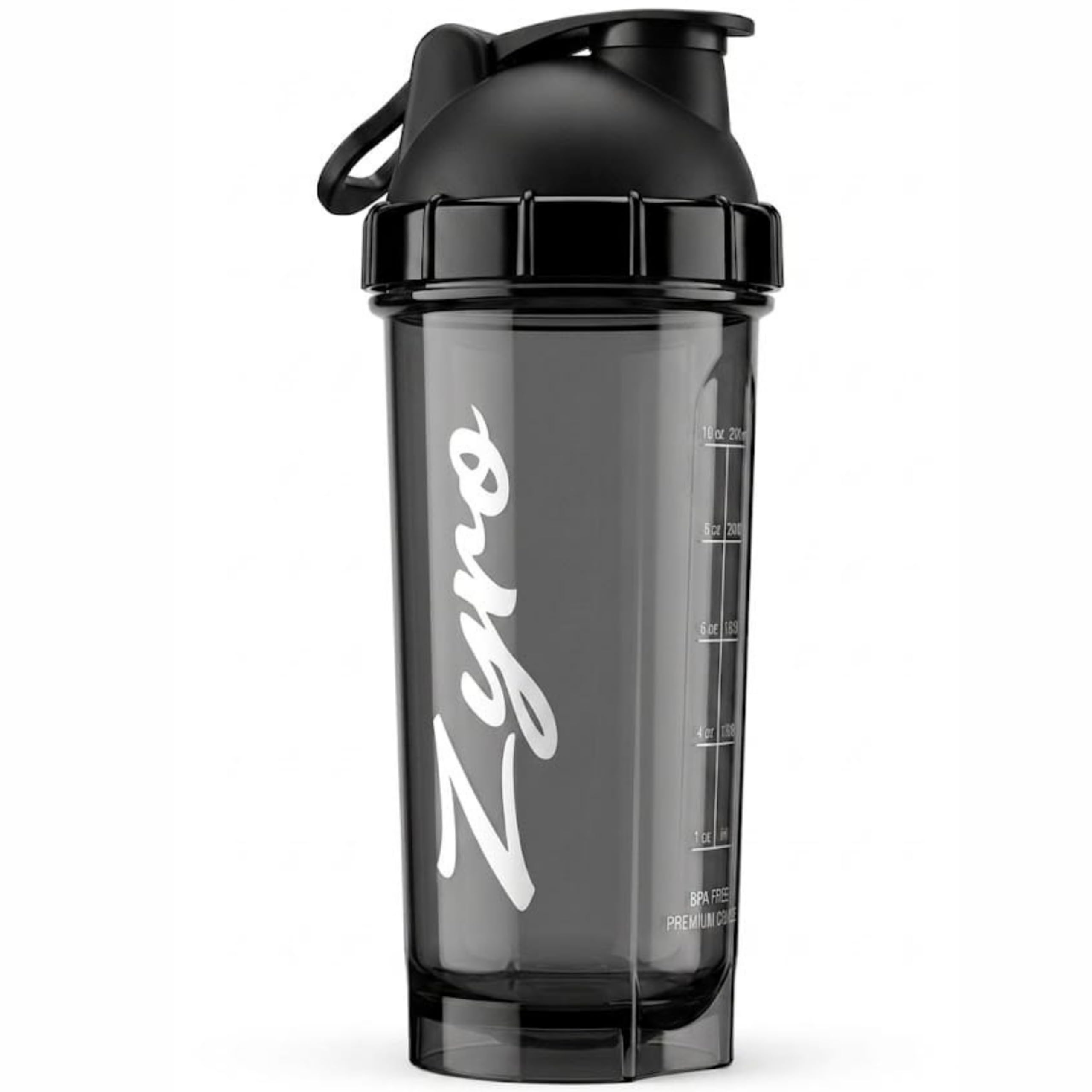 Zyro Protein Shaker Bottle 750ml | Premium PC Material Leakproof Gym Shaker with Flip Cap | ML Measurement Scale | Sports Mixer Bottle for Protein, Whey, BCAA, Creatine, Pre Workout | Smoke Black-image-48
