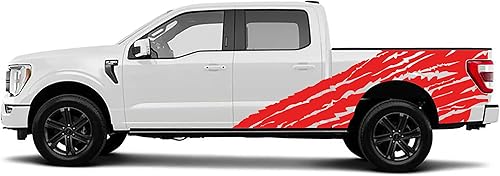 Miniatura 1 de Halfside - Adhesivo lateral desgarrado para automóvil, calcomanías gráficas de vinilo compatibles con Ford F150 2021-2023 (rojo)