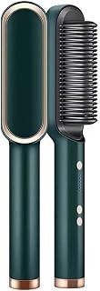 Professional Hair Straightener Comb,Beard Straightener Brush,Ceramic Plate Electric Hair Straightening Brush for Salon Results,Heating Straightener,Heated Electric Comb (Green) Hair Styling Tools