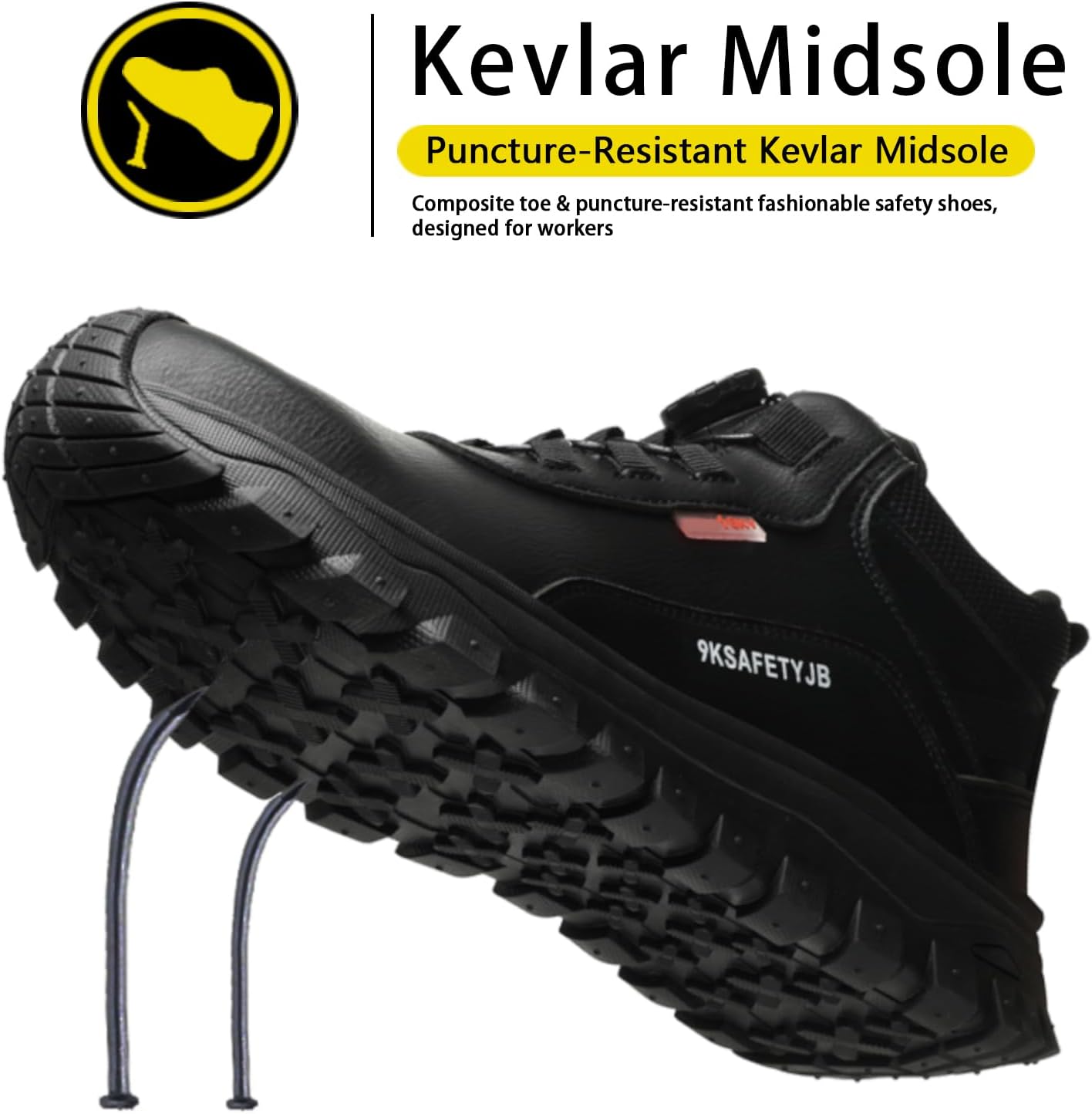 Composite Steel Toe Safety Shoes Lightweight Kevlar Puncture Resistant 6KV Electrical Insulated Breathable Waterproof Slip Resistant Industrial Construction Sneakers Rubber Sole Work Boots