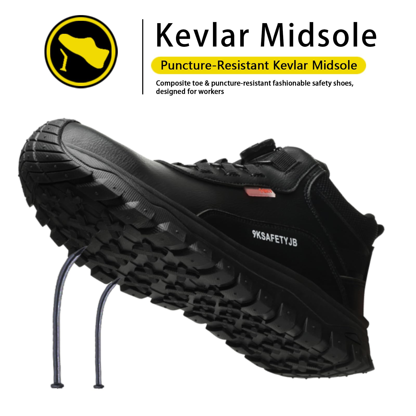 Composite Steel Toe Safety Shoes Lightweight Kevlar Puncture Resistant 6KV Electrical Insulated Breathable Waterproof Slip Resistant Industrial Construction Sneakers Rubber Sole Work Boots