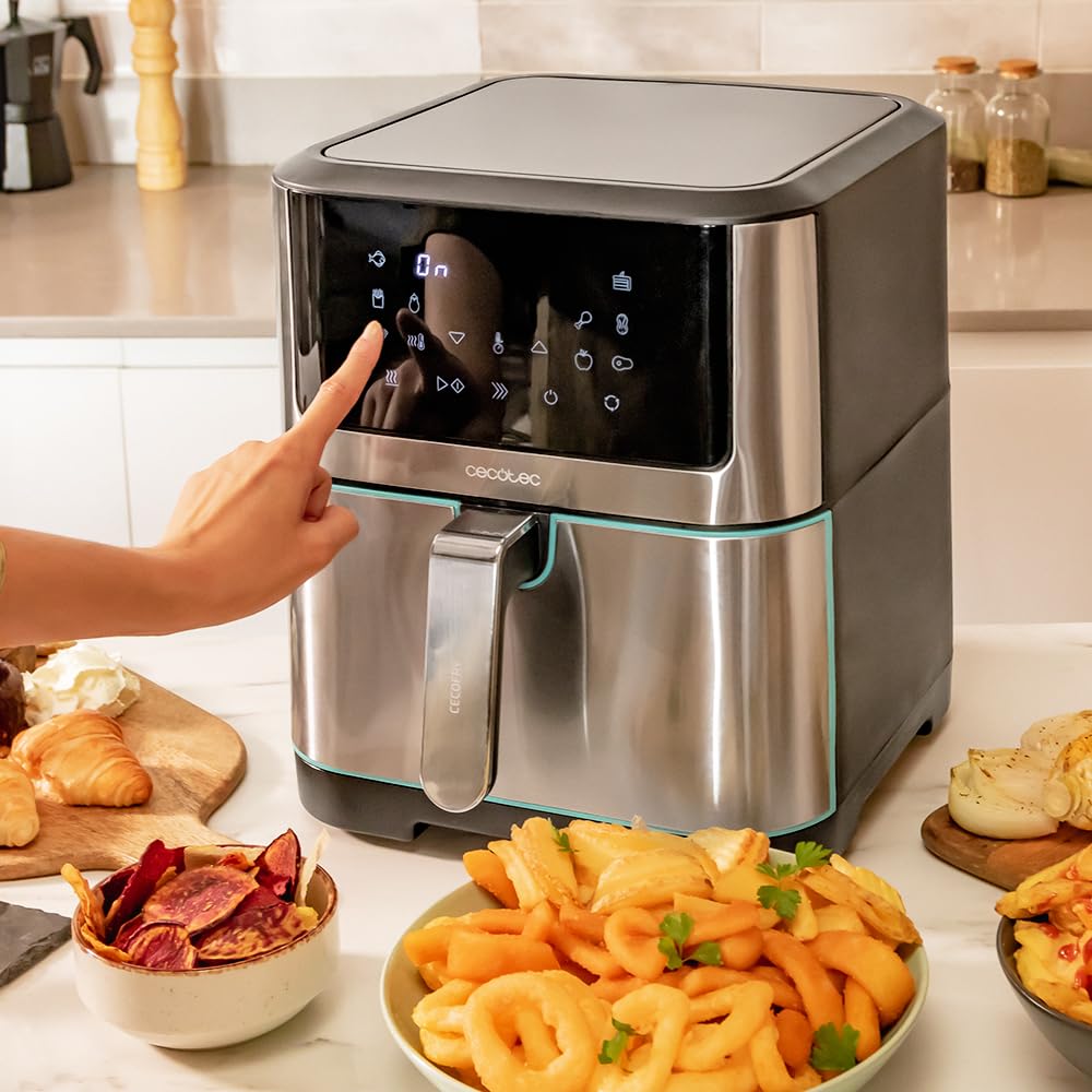 Cecotec Friggitrice Ad Aria da 8L Cecofry Supreme 8000. 1800 W, Pannello Touch, 30º-200 ºC, 10 Modalità Preimpostate, Preriscaldamento, Avviso, Finiture In Acciaio Inossidabile