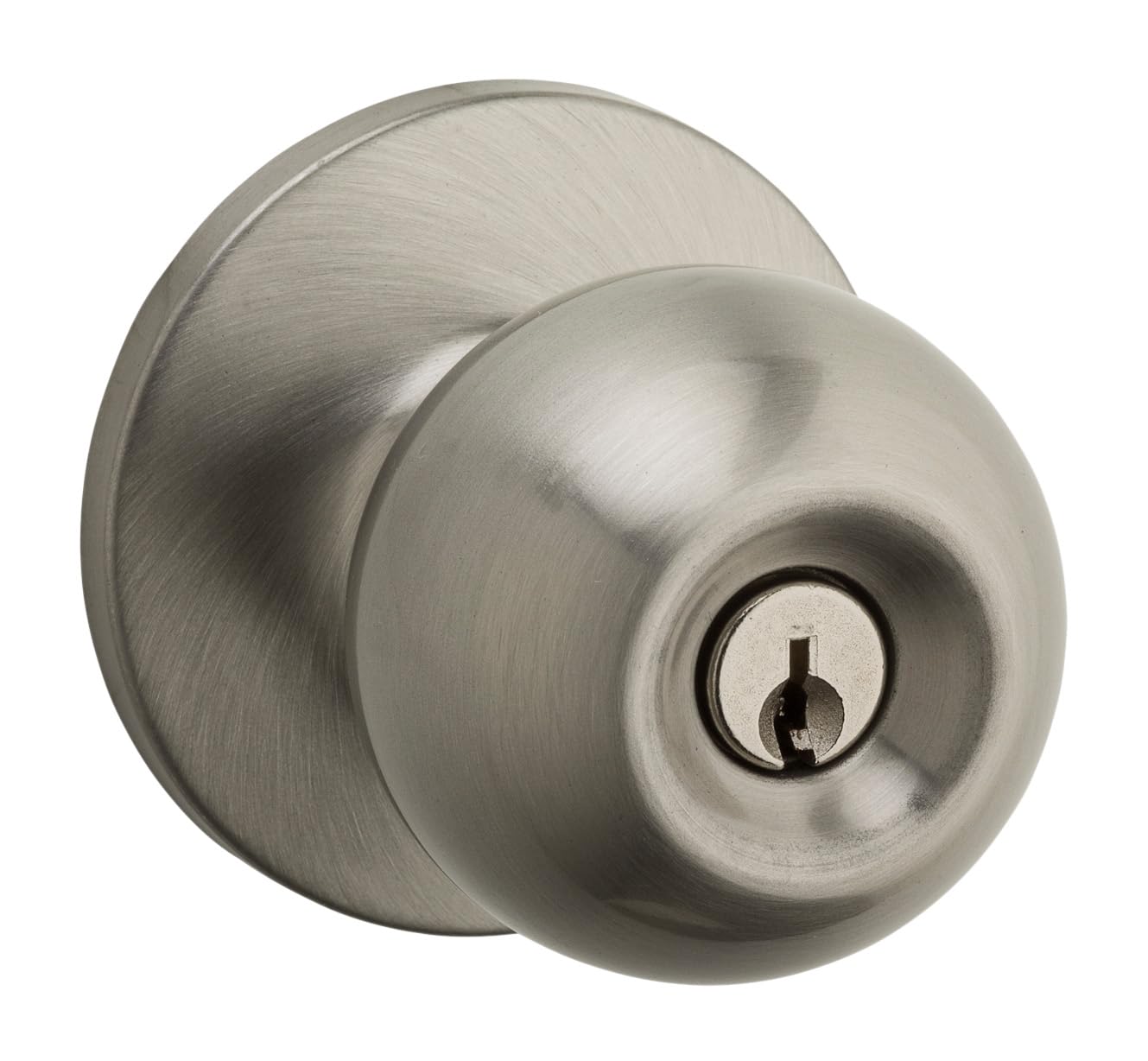 Poignée de porte extérieure Weiser haut de gamme en nickel satiné à clé