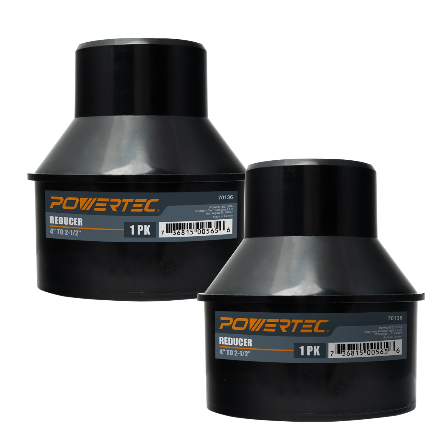 POWERTEC 70136-P2 4 Inch to 2-1/2 Inch Hose Cone Reducer, Dust Collection Fittings for Dust Collection, Dryer Vent & Shop Vacuum Hose Connection, 2