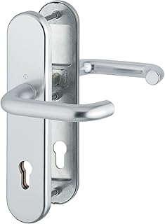HOPPE Haustür Eingangstür Drückergarnitur PARIS - DIN-Norm Entfernung 92mm, silber eloxiert, Langschild Profilzylinder für Türstärke 77-82mm, ohne Kernziehschutz, Prüfung: RC2 nach EN 1906, 1 Stück Sicherheitsbeschlag