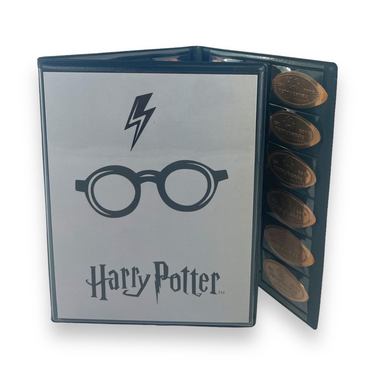 Pennybandz Penny Postcard Tri-Fold Pressed Penny Collector Book Holds 60 Pressed Pennies and Your Favorite Postcard for Your Cover (Harry Potter