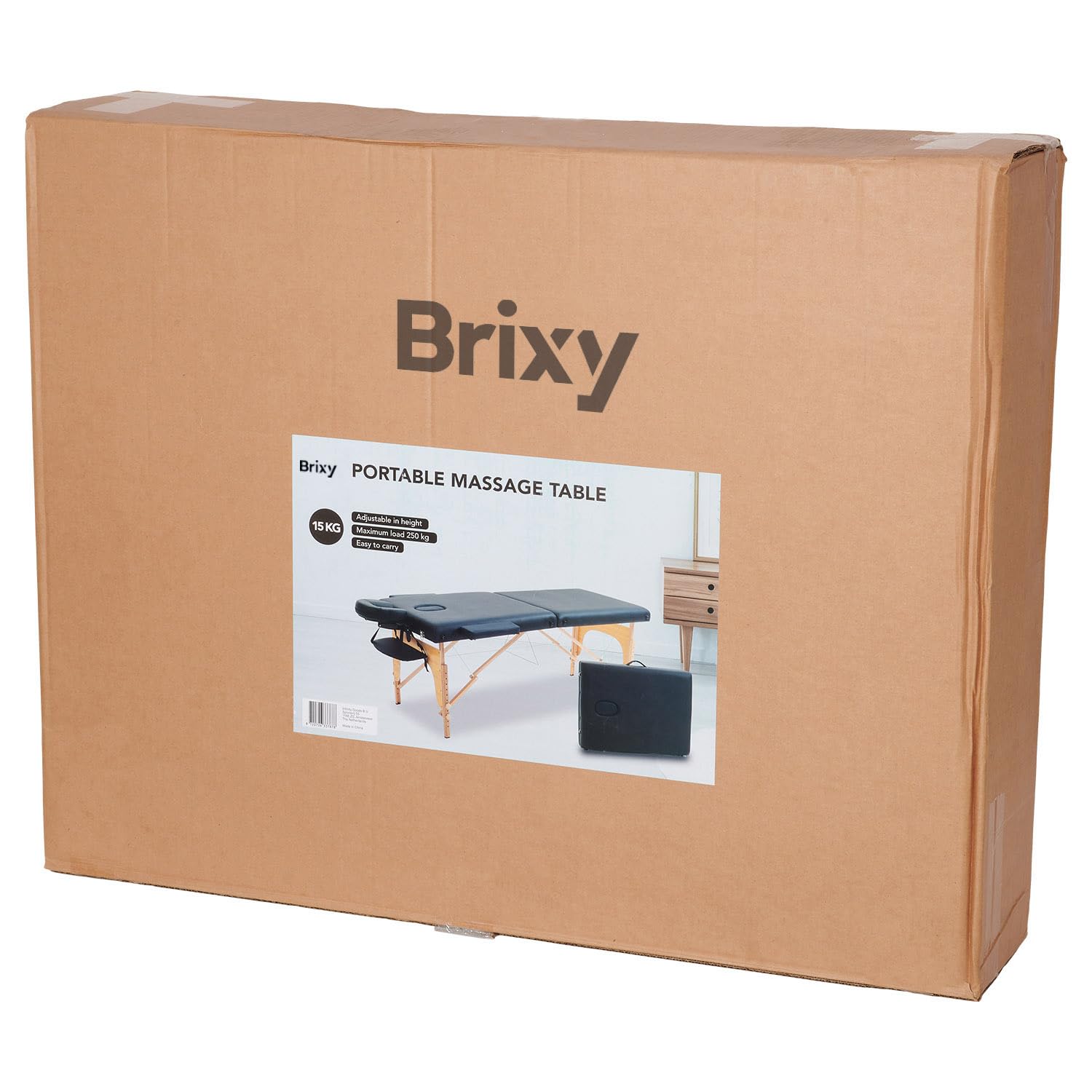 Brixy Klappbare Massagetafel, professionelle Behandlungsbank mit 250 kg Tragkraft, 8-Fach höhenverstellbar und Tragetasche, Schwarz