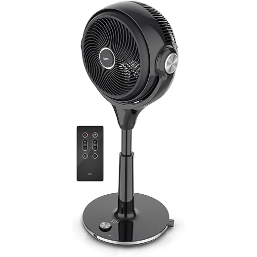 GM Airmate Pro Pedestal Fan with Remote | Black| 230mm Sweep | BLDC Motor | 3D Oscillation | 30-Speed Control | Silent Operation | Timer | Adjustable Height | Powerful Cooling Fan