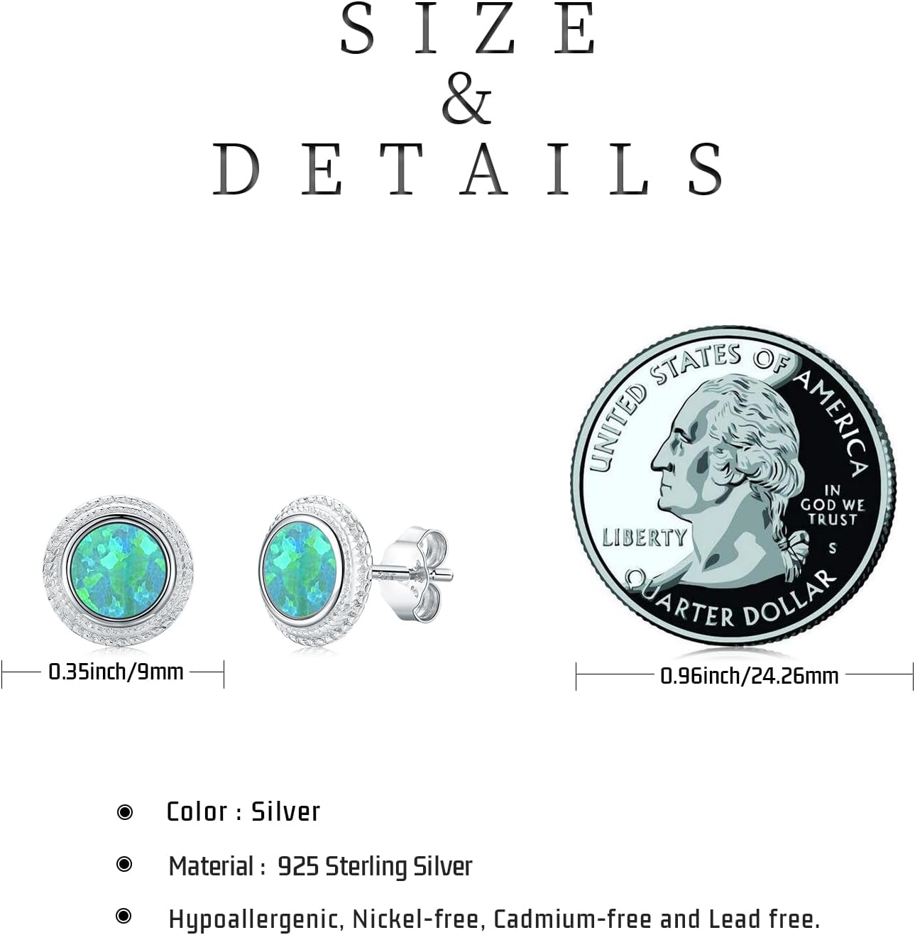 Opal Stud Earrings 925 Sterling Silver October Birthstone Earrings Hypoallergenic Opal Jewelry Gifts for Women - Image 4