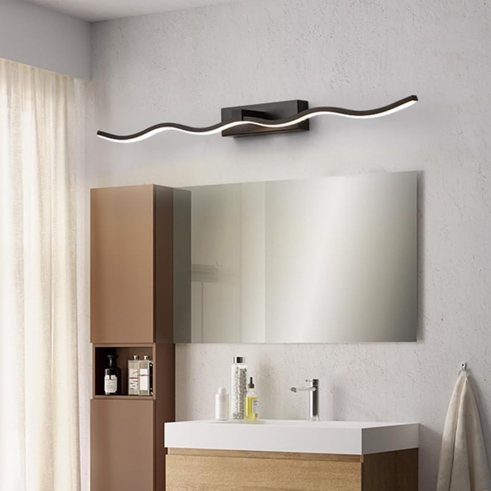 LED Lampada da Specchio per Bagno Applique da Parete con Telecomando Dimmerabile Iluminazioni per Pareti Moderna Impermeabile Luce da Parete Soggiorno Mobile Toilette (Oro,120cm)