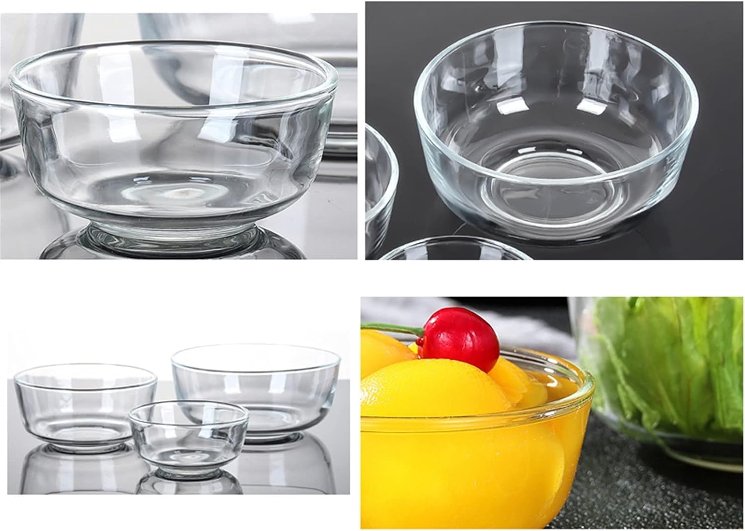 Schüssel, Glasschüsseln Salatschüssel aus transparentem Glas(Large)