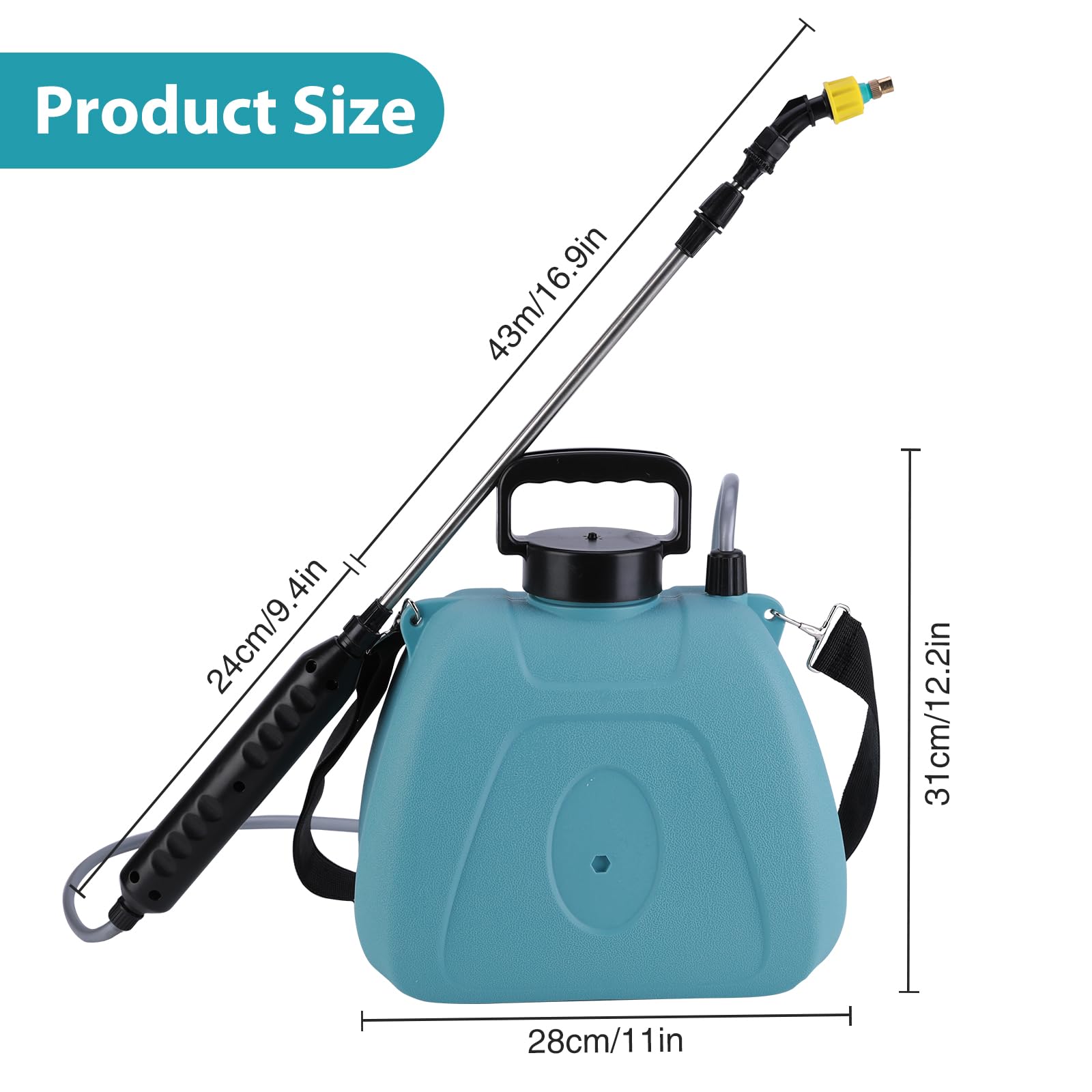 Pulverizador Mochila Bateria, Pulverizador Electrico 7 L Varilla Pulverizadora Retráctil USB con 3 Boquillas Correa de Hombro Ajustable, Pulverizador Presion para Jardín de Césped (Azul)