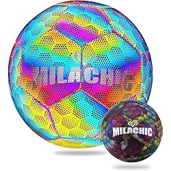 Balón De Fútbol Reflectante Luminoso,Xakay Balones de Futbol Competición Training Balón Maravilloso Lustroso Balones de Fútbol de Entrenamiento Tamaño 5 para niños, Adultos 4 Xakay Balón De Fútbol Reflectante Luminoso, Balones de Futbol Competición Training Balón Maravilloso Lustroso Balones de Fútbol de Entrenamiento Tamaño 5 para niños, Adultos