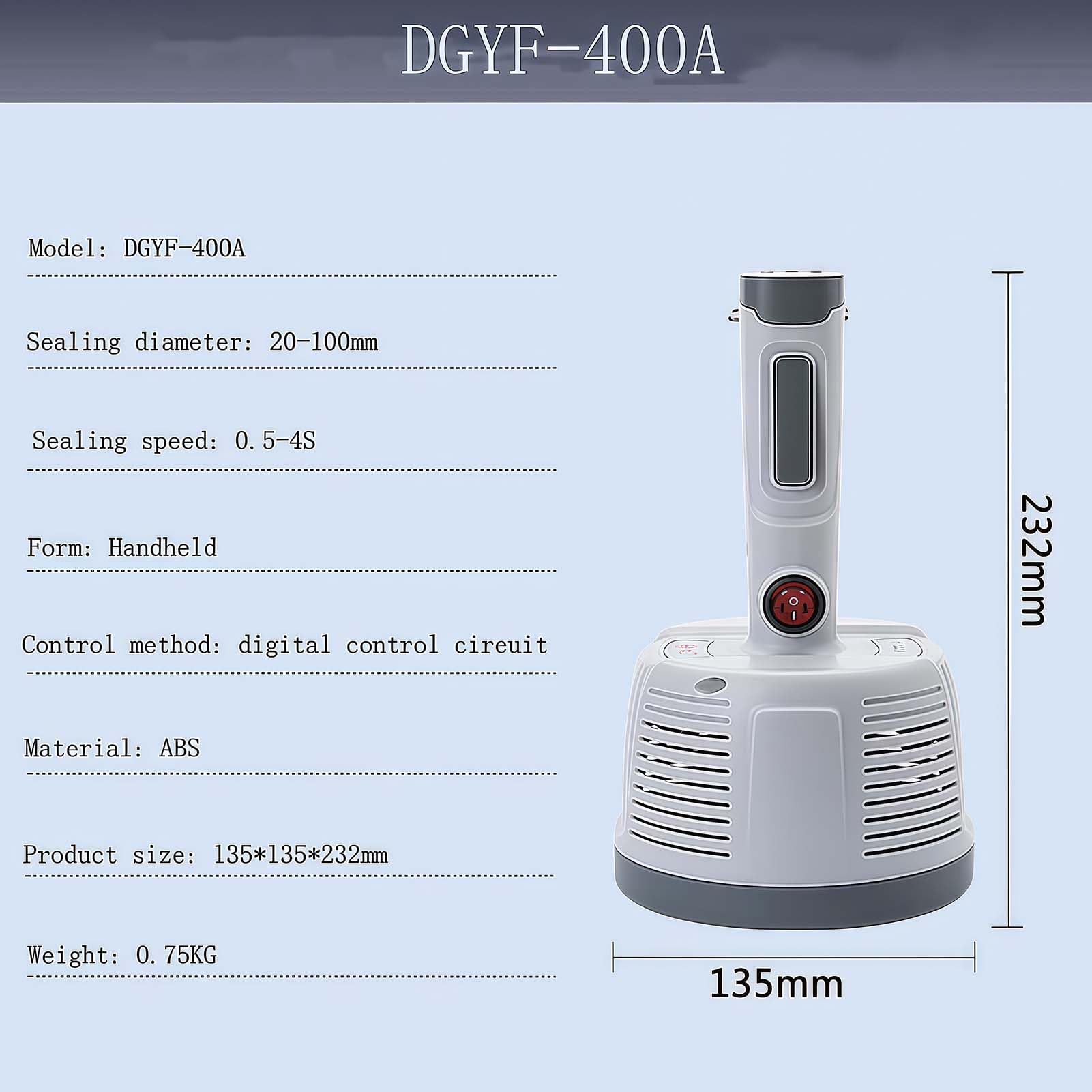 Sellador térmico de mano, máquina de sellado por inducción electromagnética para botellas de plástico y vidrio, potencia y tiempo ajustables, diámetro de sellado de 20 a 100 mm