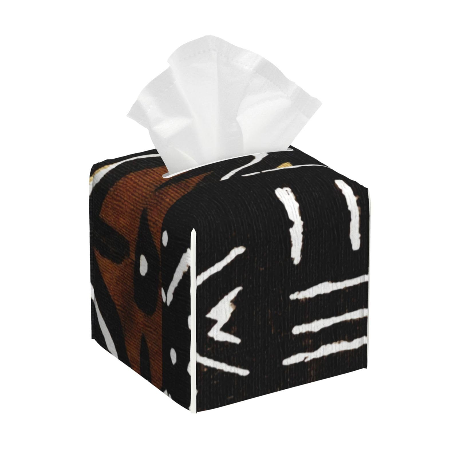 Xingfox As Pic Contemporary African Mud Cloth Print 5 Tissue Box Cover, Fashionable Decorative Storage Box, Suitable For Most Places