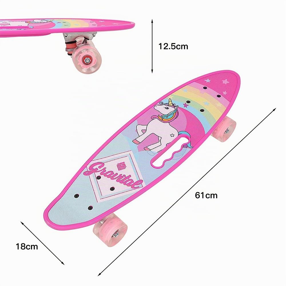 Kedia Skateboard, skateboard per bambini, skateboard a LED, con motivo unicorno
