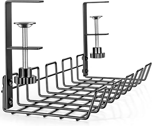 Bandeja organizadora de cables para debajo del escritorio, organizador de cables, estante de mesa de escritorio, instalación sin taladros, para